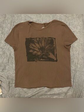 Urban Outfitters Brown Floral Graphic Tee